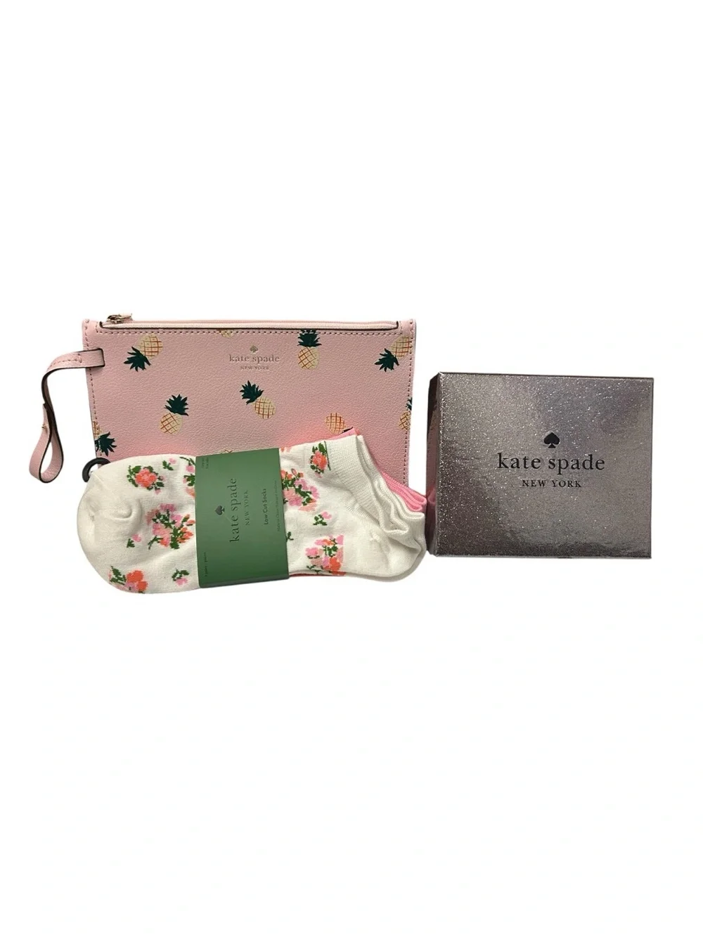Kate Spade Gift Set- Includes Socks, Wristlet, and Gift Box NWT